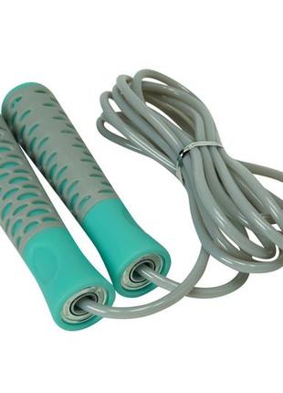 Скакалка тренировочная спортивная powerplay 4206 jump rope pro+ серо-мятная (2,75m.) dm-114 фото