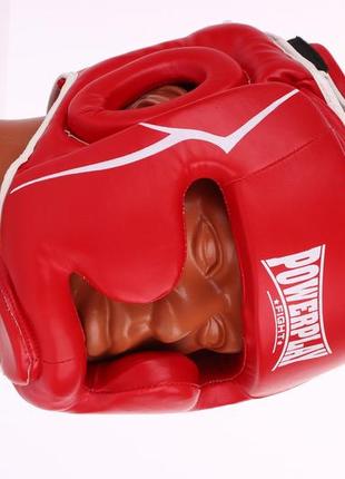 Боксерский шлем тренировочный закрытый спортивный для бокса powerplay pu красный s dm-11
