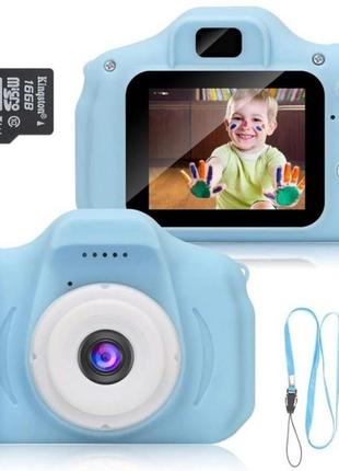 Фотоапарат дитячий цифровий портативний міні фотокамера для дітей c 2.0″ дисплеєм та з відео синя dm-11