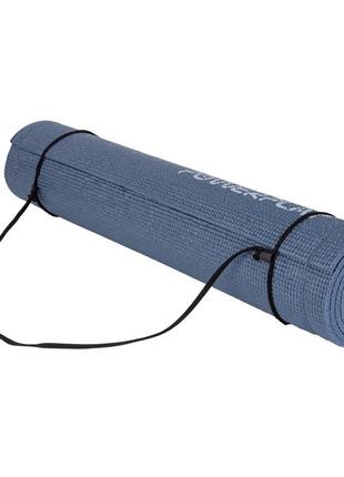 Килимок тренувальний для йоги та фітнесу powerplay 4010 pvc yoga mat темно-синій (173x61x0.6) dm-114 фото