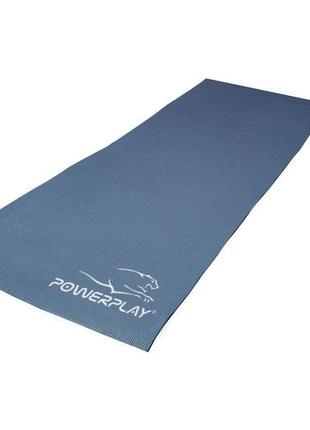 Килимок тренувальний для йоги та фітнесу powerplay 4010 pvc yoga mat темно-синій (173x61x0.6) dm-113 фото