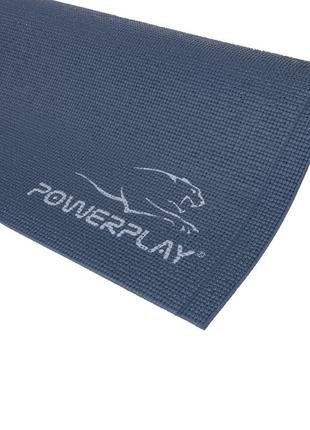 Килимок тренувальний для йоги та фітнесу powerplay 4010 pvc yoga mat темно-синій (173x61x0.6) dm-116 фото