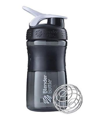 Пляшка шейкер спортивна універсальна для спортзалу blenderbottle 20oz/590ml black/white (original) dm-11