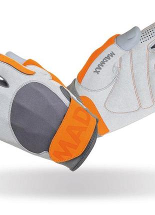 Рукавички для фітнесу спортивні тренувальні для тренажерного залу madmax mfg-850 crazy grey/orange s dm-11