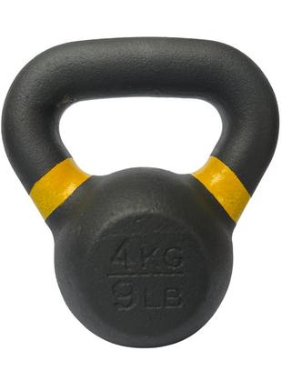 Гиря чугунная спортивная цельная для фитнеса и спорта wcg 4 кг черный dm-11