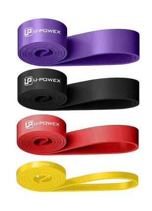 Петли резиновые спортивные эластичные для тренировок резинка для фитнеса u-powex набор 4шт. (4,5-57kg) dm-119 фото