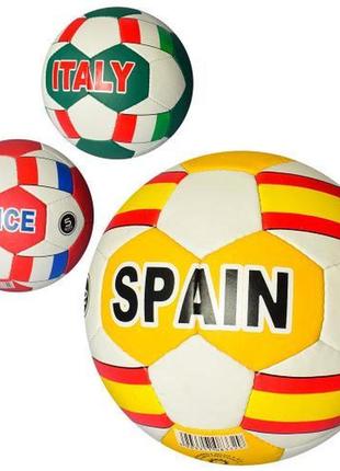Мяч футбольный, размер 5, пу1, 4мм, ручная работа, 32панели, 400*420г, 3цв, в пак.