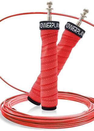 Скакалка тренировочная спортивная скоростная на подшипниках powerplay 4208 fitness jump rope красная (3m.)