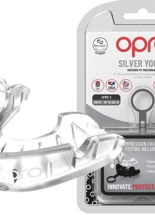 Капа для боксу захисна боксерський захист для єдиноборств opro silver дитяча  clear  dm-11