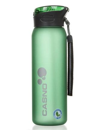 Пляшка спортивна для води пластикова casno 600 мл kxn-1196 зелена з соломинкою dm-118 фото