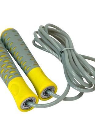 Скакалка тренировочная спортивная для фитнеса powerplay 4206 jump rope pro+ серо-желтая (2,75m.) dm-112 фото