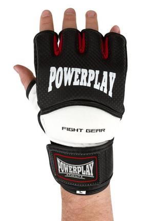 Рукавиці для mma тренувальні спортивні рукавчки для єдиноборств powerplay 3075 чорні-білі xl dm-11