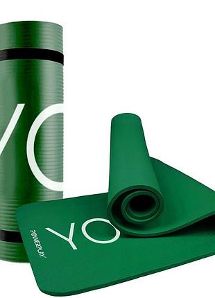 Коврик тренировочный для йоги и фитнеса powerplay 4151 nbr performance mat зеленый (183x61x1.5) dm-11