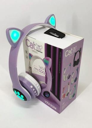 Беспроводные наушники с кошачьими ушками и rgb подсветкой cat vzv 23m. цвет: фиолетовый