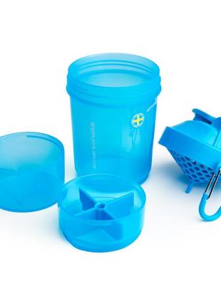 Пляшка шейкер спортивна універсальна для спортзалу smartshake original2go 600ml neon blue (original) dm-113 фото