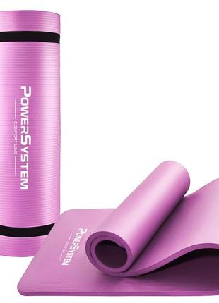 Килимок тренувальний для йоги та фітнесу power system ps-4017 nbr fitness yoga mat plus pink (180х61х1) dm-111 фото