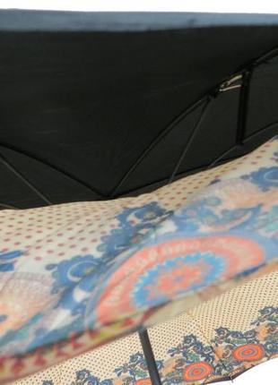 Двухслойный женский механический зонт-трость обратного сложения ferretti черный с бежевым9 фото