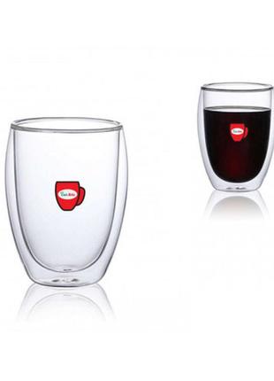 Набір скляних склянок із подвійними стінками con brio св-8335-2, 2шт, 350мл, прозорі склянки3 фото