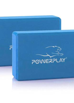 Блок для йоги спортивна тренувальна цегла йога-блок 2 шт. (пара) powerplay 4006 brick eva синій dm-11