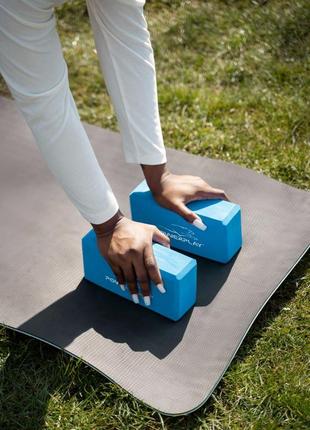 Блок для йоги спортивный тренировочный кирпич йога-блок 2 шт. (пара) powerplay 4006 brick eva синий dm-118 фото