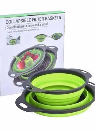 Дуршлаг силиконовый складной большой + маленький collapsible filter baskets 276426 dm-113 фото