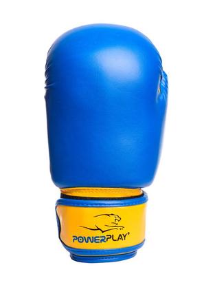 Перчатки боксерские для бокса спортивные для единоборств powerplay 3004 jr classic сине-желтые 6 унций dm-112 фото