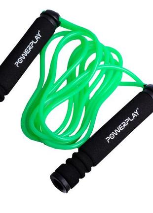 Скакалка тренировочная спортивная для фитнеса powerplay 4205 classic plus jump rope зеленая (2,7m.) dm-115 фото