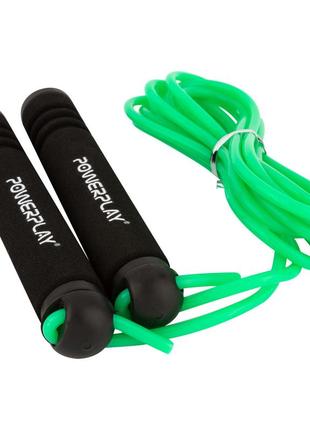 Скакалка тренировочная спортивная для фитнеса powerplay 4205 classic plus jump rope зеленая (2,7m.) dm-114 фото