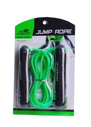 Скакалка тренировочная спортивная для фитнеса powerplay 4205 classic plus jump rope зеленая (2,7m.) dm-112 фото