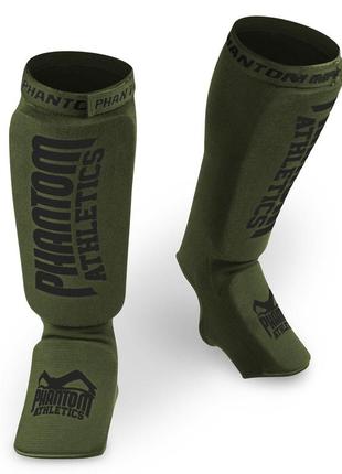 Щиток для защиты голени универсальная спортивная защита и стопы phantom impact army green dm-11