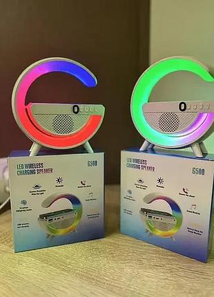 Нічник з бездротовою зарядкою та bluetooth колонкою led wireles changing speaker js-3003 15w3 фото