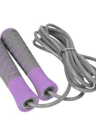 Скакалка тренировочная спортивная для фитнеса powerplay 4206 jump rope pro+ серо-фиолетовая (2,75m.) dm-113 фото