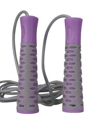 Скакалка тренировочная спортивная для фитнеса powerplay 4206 jump rope pro+ серо-фиолетовая (2,75m.) dm-11