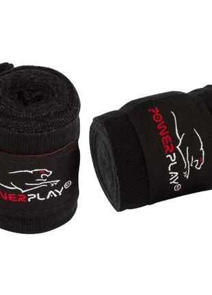 Бинти для бокса боксерські тренувальні спортивні для занять боксом powerplay 3046 чорні (3м) dm-11