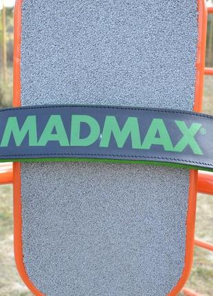 Пояс для тяжелой атлетики спортивный атлетический тренировочный madmax mfb-302 кожаный black/green xl dm-118 фото