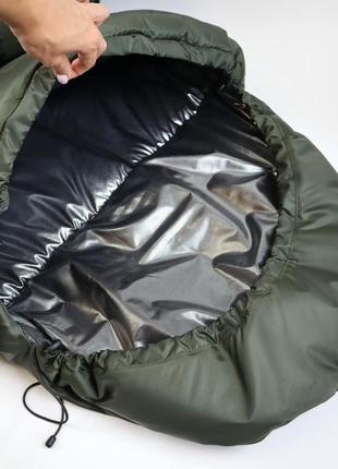 Спальник зимний термо до -40° спальный мешок зимний стеганный с капюшоном олива, хаки  с подкладкой omni-heat2 фото