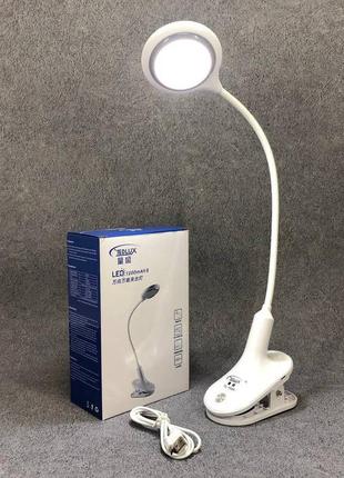 Настольная аккумуляторная лампа светильник tedlux tl-1009 led на гибкой ножке и прищепке dm-1110 фото
