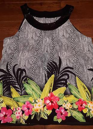 Блуза в тропический принт! ог-110