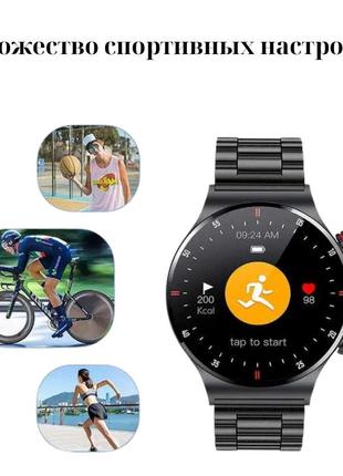 Умные наручные часы для мужчин черные. металлические смарт часы мужские- звонок...