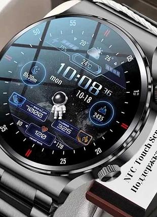 Умные наручные часы для мужчин черные. металлические смарт часы мужские- звонок...