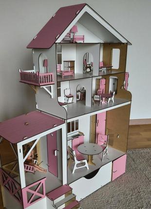 Большой кукольный домик для lol+барби c мебелью и лифтом2 фото