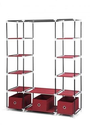 Складной тканевый шкаф для одежды hcx storage wardrobe 68150 с металлическим каркасом красный4 фото