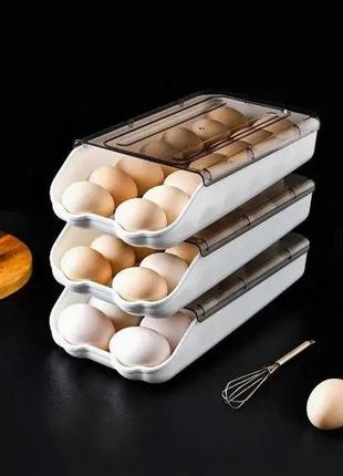 Контейнер для зберігання яєць egg storage box, білий пластиковий лоток для яєць2 фото