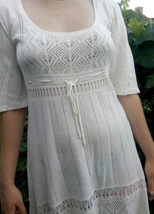 Красивое ажурное белое платье1 фото