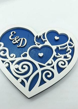 Підставка для обручок дерев'яна 15х13 см з ініціалами