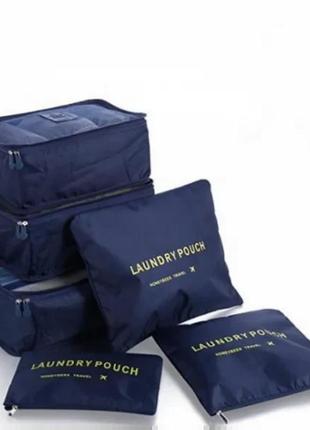 Набір дорожніх органайзерів laundry pouch синій4 фото