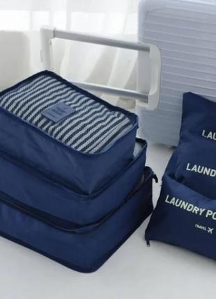 Набір дорожніх органайзерів laundry pouch синій3 фото