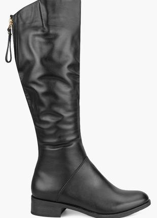Чоботи жіночі зимові чорні натуральна шкіра alromaro — розмір 37 (24 см)