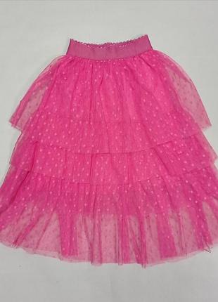Спідниця дитяча фатінова в горохи малинова