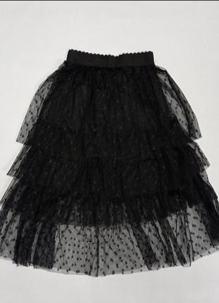 Спідниця дитяча фатінова в горохи чорна